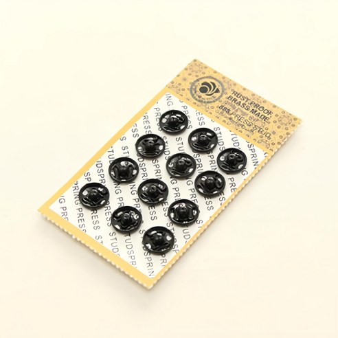 해피베어스 똑딱단추 10mm 12p, 블랙, 3개