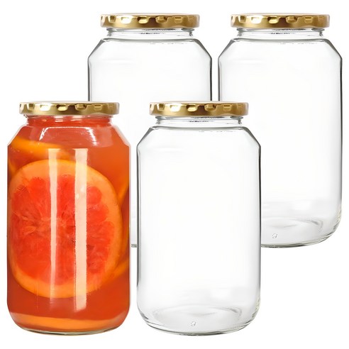 경성리빙테크 원형 유리병, 850ml, 4개