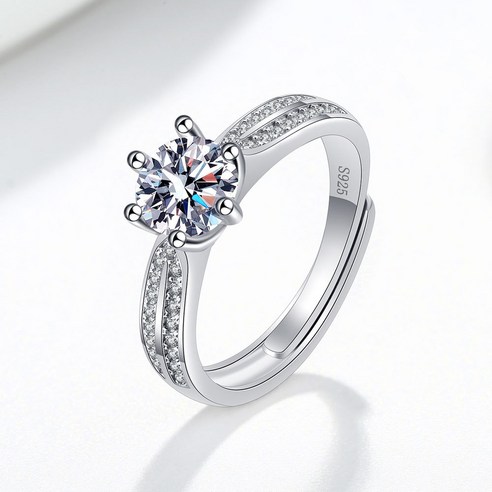 KORELAN실버 다이아몬드 지르콘 육발톱 로맨틱 결혼 반지 반지