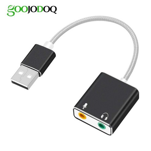 GOOJODOQ-7.1 외부 USB 사운드 카드 잭 3.5mm 오디오 어댑터 이어폰 마이크 맥북 컴퓨터 노트북 pc용, Black, 03 USB port--Black