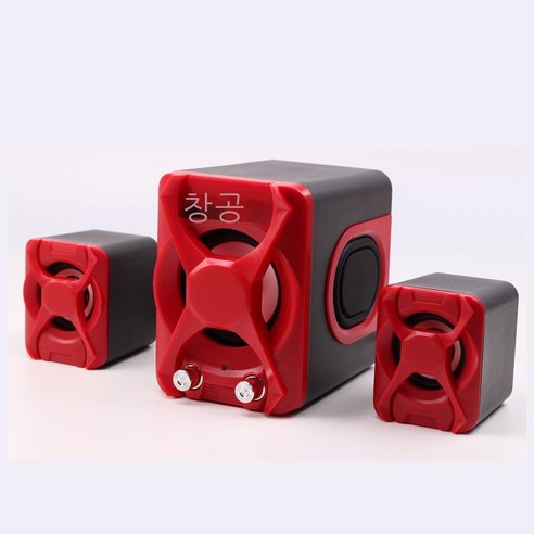 2.1 멀티미디어 스피커 서브우퍼 오디오 USB 노트북 미니 스피커, 빨강