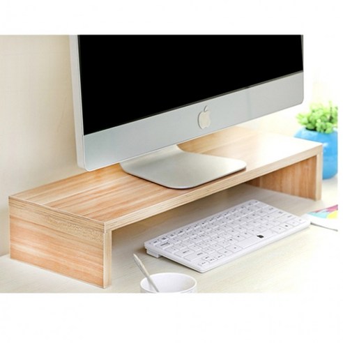 모니터 받침대 선반 강화유리 우드 1단 2단무료배송, 화이트1단, 1개