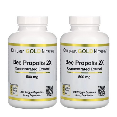 CGN 캘리포니아 골드 프로폴리스 240정 2팩 2X 500mg California Gold Nutrition Bee Propolis 2X, 2개