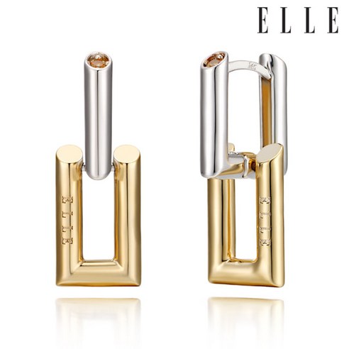 [엘르주얼리] 14K 콤비 원터치 귀걸이 (gold pin) ELGPEE352