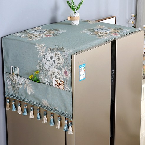 YANG 산타 냉장고 커버 방진 헝겊 단일 도어 더블 도어 냉장고 매트 냉장고 커버 커버 타월 가정용 냉장고 커버, 색깔2, 옵션1