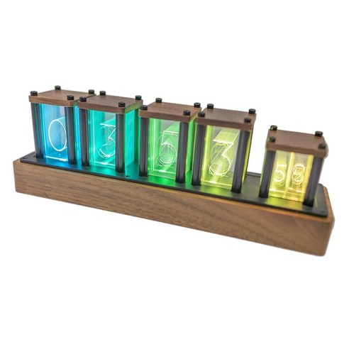 Nixie 튜브 시계 6 비트 시간 디스플레이 크리 에이 티브 전자 led 가변 색상 디지털 알람 시계 침실 책상에 대 한, 나무 아크릴 금속, 단풍