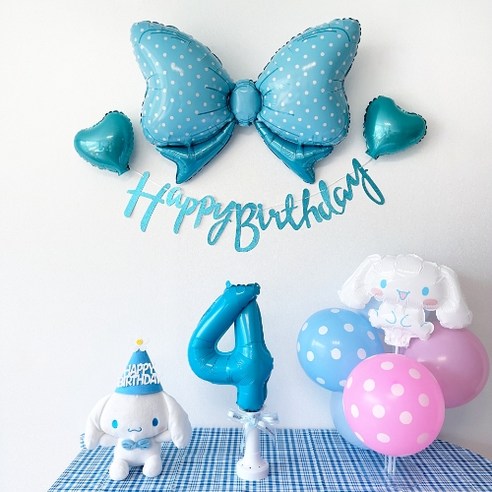 주파티 시나모롤 생일파티용품 숫자풍선 세트, 시나모롤 세트 4번
