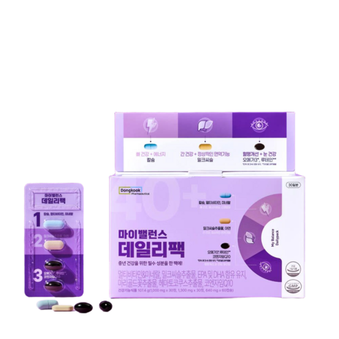 마이밸런스 데일리팩 멀티비타민 밀크씨슬 루테인 오메가3