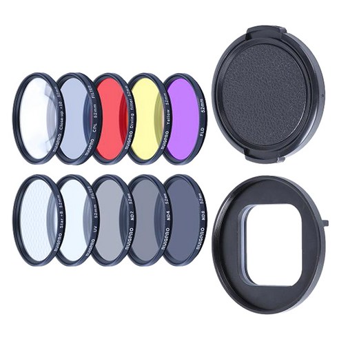 AFBEST GoPro Hero9 카메라 52mm 필터 어댑터 Gopro 다이빙 세트, 검정