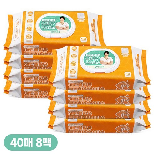 아이프리 간편하게 뽑아 쓰는 클린UP 청소티슈 캡형, 70g, 8개, 40매
