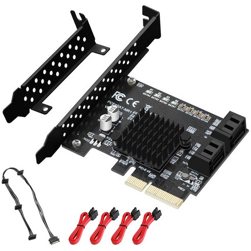Xzante 4포트 SATA III PCIe X4 RAID 하드 드라이브 컨트롤러 카드(88SE9230 칩셋 포함) 케이블 4개 포함, 검은 색