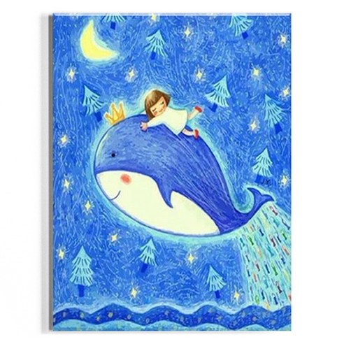 오로라데코덴 캔버스형 보석십자수 30x40cm, MK020 아기자기 고래