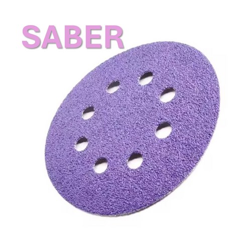 SABER 5인치(125mm) 8홀 세라믹 필름 원형사포 (1Box 100장), #180, 100개
