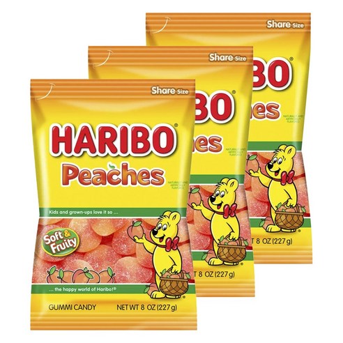 하리보 구미 캔디 피치 소프트 & 프루티, 3개, 227g