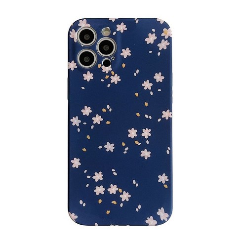 DFMEI 케이스에 적용 12pro에 적합 휴대 전화 쉘 보물 블루 여름 벚꽃 물 스티커 tpu 사과 12 보호 슬리브