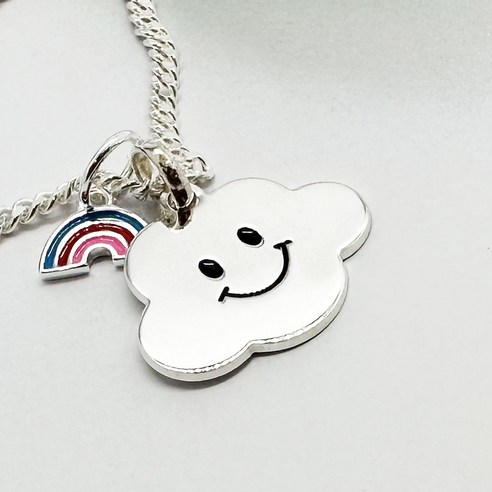 실버 스마일 구름 은 미아방지 목걸이 아기목걸이 무료각인