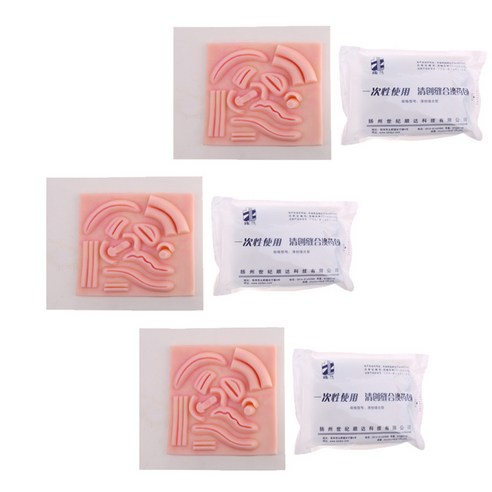 3 세트 인간의 3D 복막 피부 봉합 패드 모델 봉합 연습 키트, 보이는 그림으로, 설명
