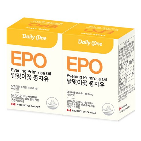 [데일리원] EPO 달맞이꽃 종자유 캡슐 1010mg X 60개 2통, 상세 설명은 참조해주세요 달맞이꽃뿌리