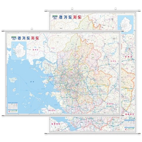 경기도지도 족자- 경기도전도 경기여행 도로 교통 지도, 01. 가로형, 소형(115x85cm)