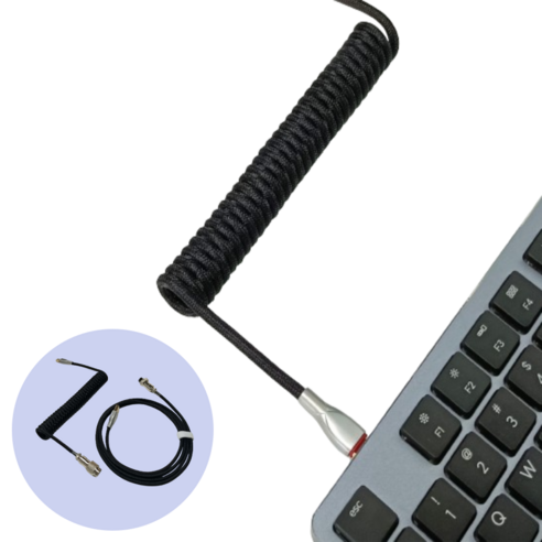 핫츠 c타입 키보드 항공케이블 USB, 다크블랙, 180cm, 1개