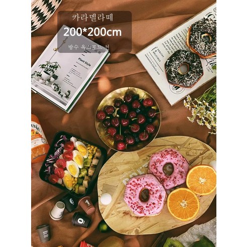 DFMWI.피크닉 매트.Picnic mat.--피크닉 매트 피크닉 패드 습기 방지 패드에 두꺼운 아웃도어 매트 인스풍 비치 패드 방수 캠핑 휴대용, 카라멜라떼200*200Cm