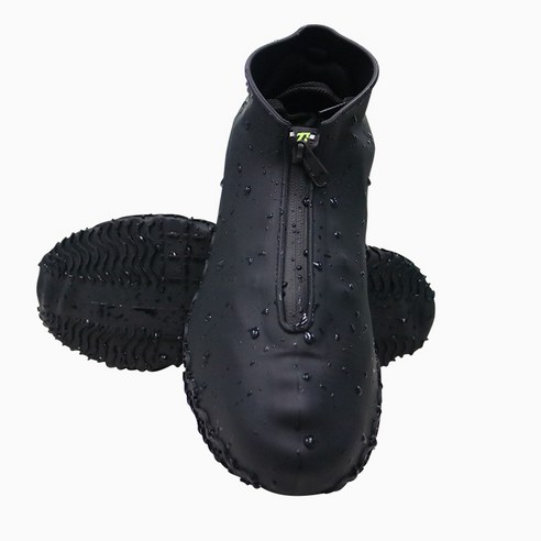 YAPOGI 편리한 방수 신발 커버 두꺼운 내마모성 휴대용 장화, S, 블랙 (지퍼)