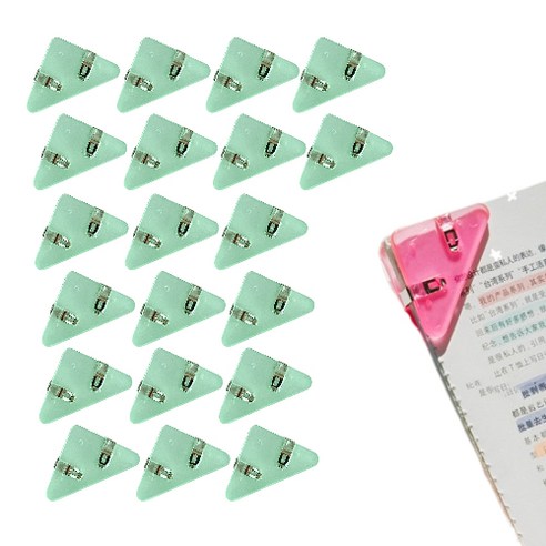 더쏠 삼각 모서리 클립 집게 20p, 아이스그린