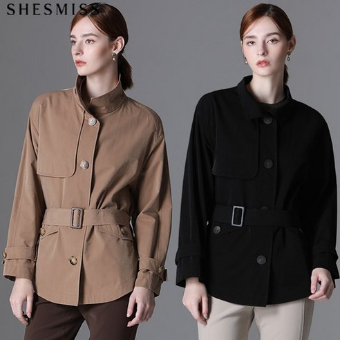 쉬즈미스 코튼 하이넥 숏 벨티드 점퍼 택가격 298000원