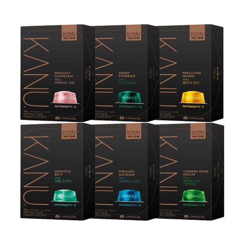 카누 바리스타 전용 캡슐커피 10캡슐 6종세트, 9.5g, 6개, 10개입