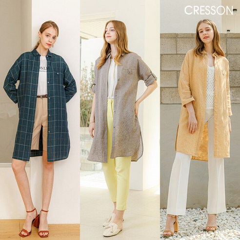[런칭가 99000원] 크레송CRESSON 21S/S 린넨 100% 롱 셔츠자켓