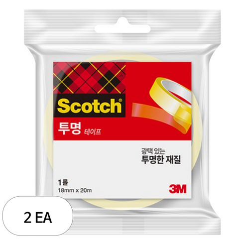스카치 다용도 테이프 리필 18mm x 20m, 투명, 2개