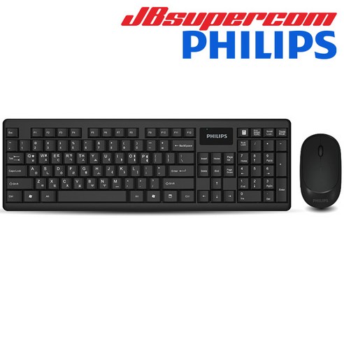 필립스 C314 무선 키보드 마우스 세트, SPT6314, 블랙