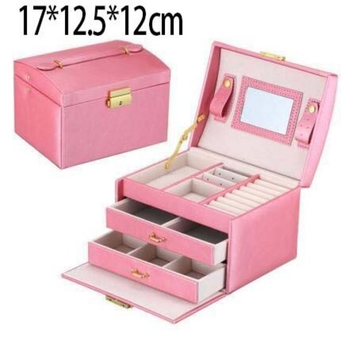 FREELIFE 대용량 가죽 보석함 고급 3단 FC-036, FREE, C-Pink-626