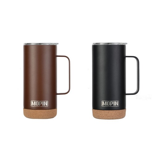 모핀 딤플 스탠 머그 텀블러 2개 셋트 보냉보온 473ml, 블랙+커피