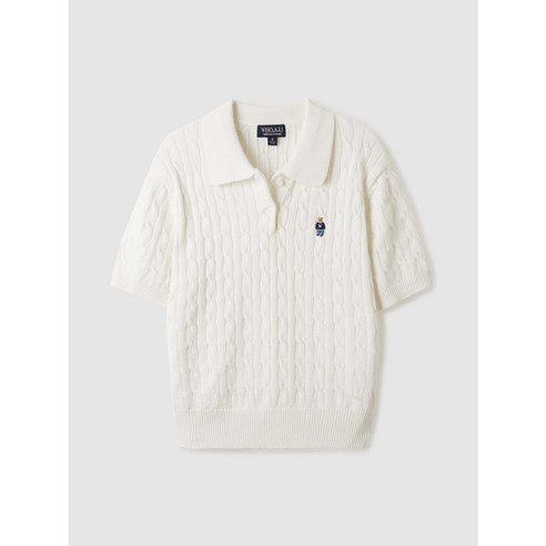 후아유 여성 Steve Collar Cable Short Sleeve Sweater WHKAE2411F