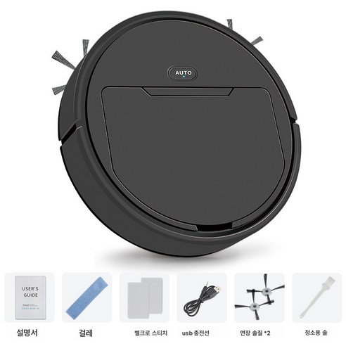 로봇청소기  로봇청소기 크리에이티브 마니아스마트 청소기 가정용 충전 전자동 청소기 일체형, 011 블랙, 하나