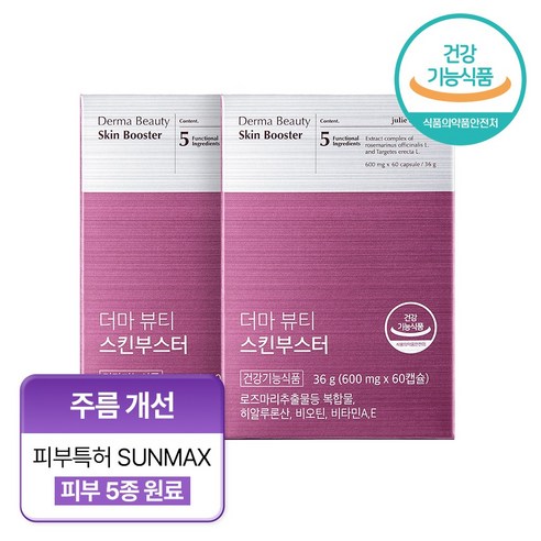 줄리스초이스 더마 뷰티 스킨부스터 피부특허성분 SUNMAX 비오틴 히알루론산 피부 보습&자외선&항산화 기능성, 2개, 60정