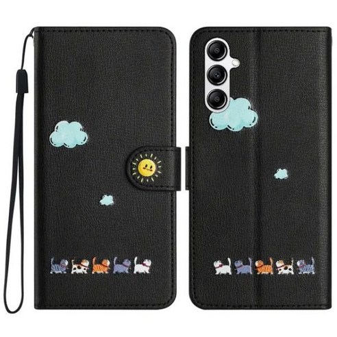 Funda 삼성 갤럭시 S23 울트라 S24 S22 플러스 S21 FE S20 노트 20 10 케이스 가죽 지갑 플립 커버 귀여운 고양이 전화 케이스