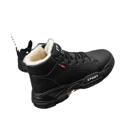 ANKRIC 부츠 스노우 부츠 하이 탑 남성용 하이 벨벳 따뜻한 면화 두꺼운 미끄럼 방지 영국 마틴 부츠 겨울 따뜻한 방수 스포츠 신발