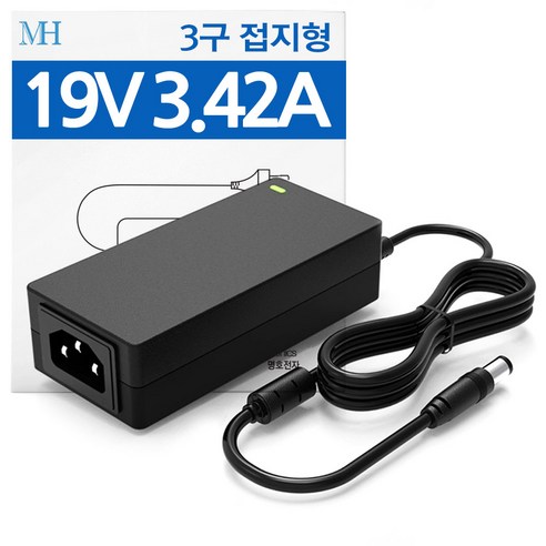 19V 3.42A 어댑터 (3구접지) DC 노트북 충전기 모니터 65W 19V3.42A, 02.기본규격 5.5x2.1~2.5mm+3종젠더세트