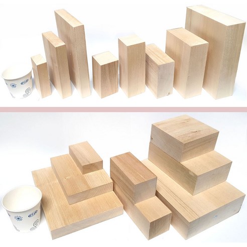 조각용피나무 4번 사이즈 5x5x10cm/ 8종 사이즈 1~8번 목공예용 목판화 원목재료 우드카빙 미술준비물 화방용품 학생 초보자 전문가용