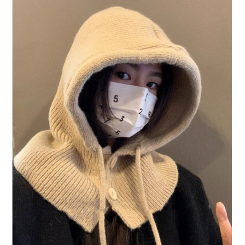 시오트 방한 바라클라바 니트 넥워머, 아이보리