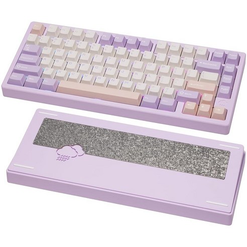 정품보장 KEEBMONKEY WOBKEY Rainy 75 알루미늄 HMX/JWK 스위치 기계식 키보드 우수한 음향 유선 BT 2.4G 무선 연결 RGB/PP/미러 유리/3, Pro - Purple