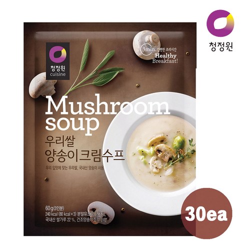 청정원 우리쌀 양송이크림수프, 60g, 30개