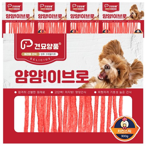 피플펫 강아지져키 견묘양품 얌얌이브로, 5개, 300g, 치킨스틱