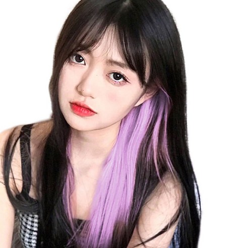 가발위드 단색 컬러피스 스트레이트 붙임머리 5.5cm(4개 1세트) 상품, 06.라일락, 남녀공용, 부분가발, 붙임머리/헤어피스/브릿지, 웨이브 없음, 인조모, 붙임머리/헤어피스/부분가발, 약65cm, 핑크/퍼플계열, 4개
