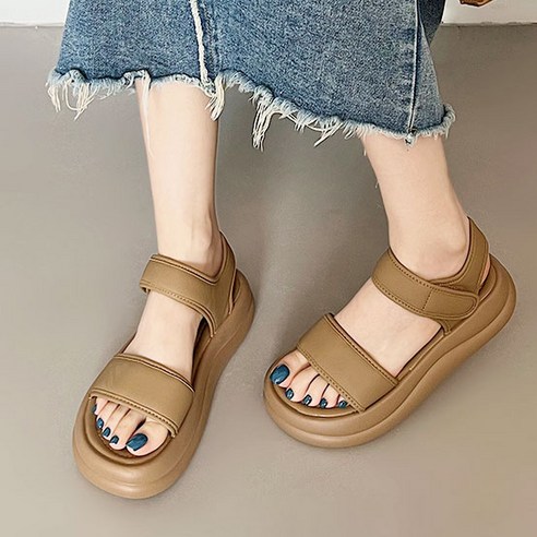 Modern Fashion 여성 심플한 벨크로 샌들 발편한 여름 신발