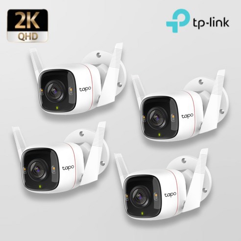 티피링크 Tapo C320WS 400만화소 4개 SET, 실외 방수 스마트 IP 카메라 CCTV와 함께 제공되는 삼성 mSD 카드 64G