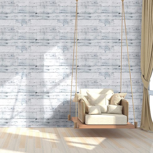 Peel and Stick Wallpaper ARTEANUR Vintage White and Blue Wood Wall Paper 17.7 34 × 118 34, 02 17.7인치 × 236"