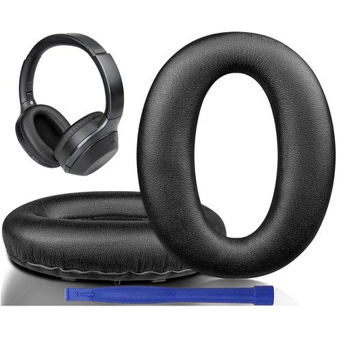 SOULWIT 교체용 이어패드-호환 모델 Sony 소니 WH-1000XM2 MDR-1000X 헤드폰 - 고밀도 폼 소음 차단 1쌍, Protein Leather, Black, 1개